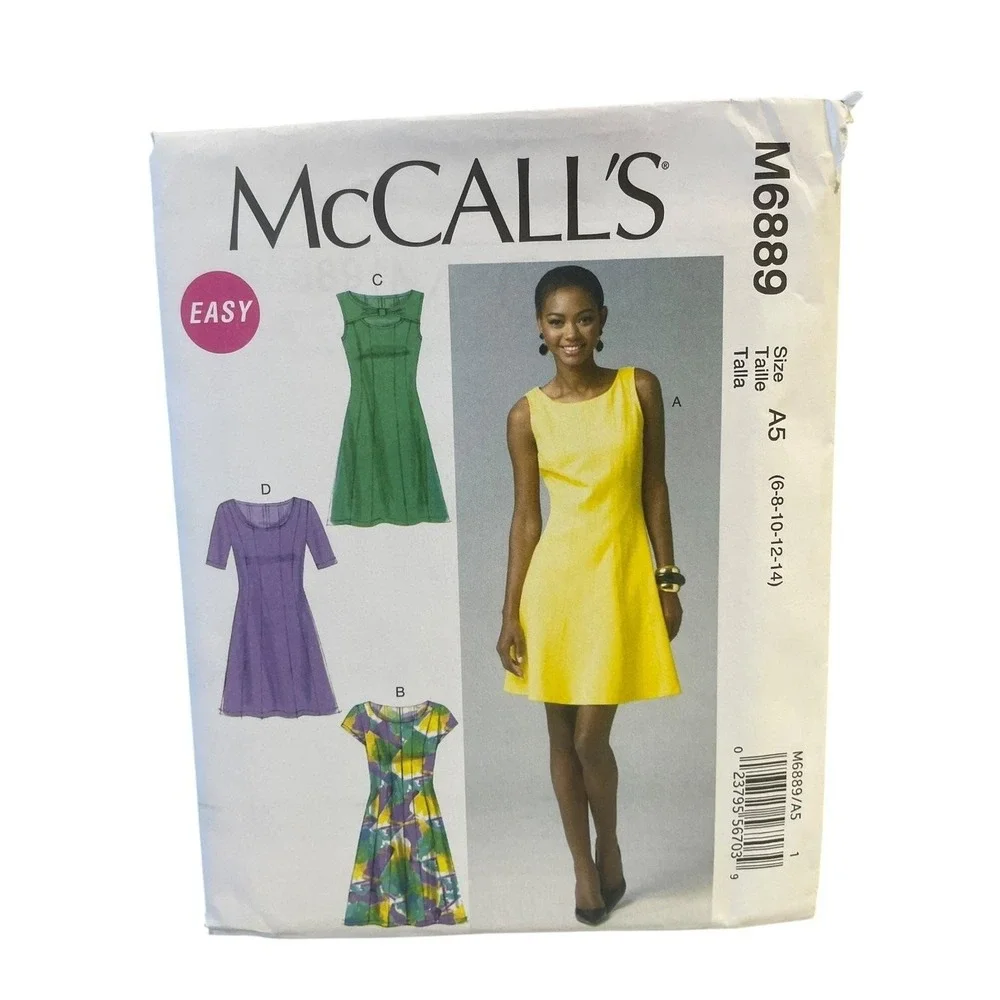 McCALL'S M6889 Misses' Dresses Size 6-14 Easy Knit‎ Dress Pattern UNCUT